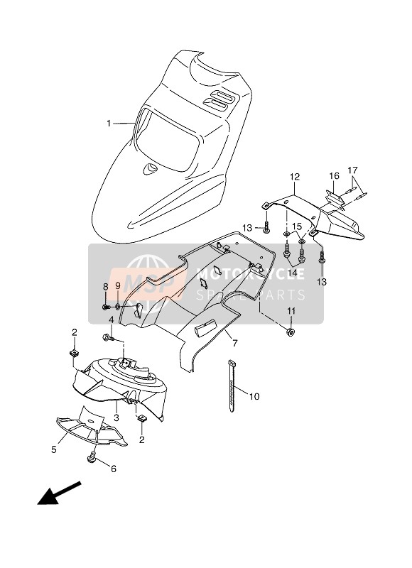 5WWF151100PG, Spatbord Voorkant BWC1, Yamaha, 0